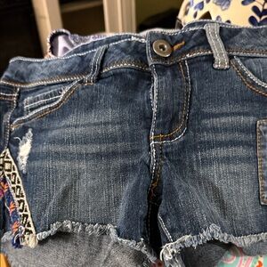 Mudd Blue Jean Shorts with Fringe